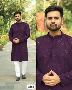 Chikan tradicional trabajo seda Kurta elegante estilo Formal para seductoras ocasiones de fiesta ropa india y paquistaní - Product Image 5