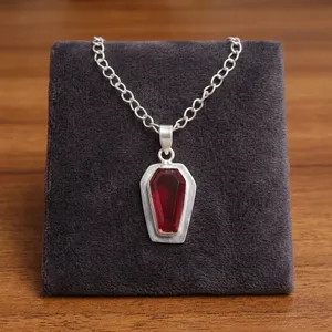 925 Sterling Silver Wholesale Brass Pendant Gemstones <b>Healing</b> <b>Pink</b> Tourmaline Pendant Coffin Shape Cut With Bezel Sett For Women - Product Image 2