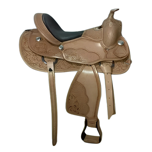 Ensemble de selle en cuir véritable occidental fait à la main pour l'équitation bride de conception usinée et collier de poitrine pour la course de baril - Product Image 2