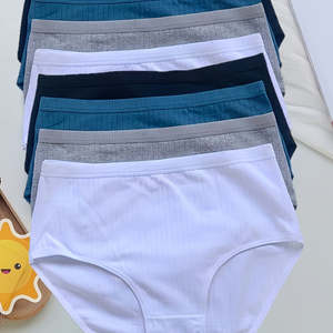 กางเกงในไร้ตะเข็บแบบซี่โครง 8 ชิ้น สำหรับผู้หญิง เอวสูง ไซส์ XL ชุดชั้นในเรียบง่าย สวมใส่สบาย ระบายอากาศได้ดี ยืดหยุ่น ชุดชั้นในและกางเกงใน - Product Image 5