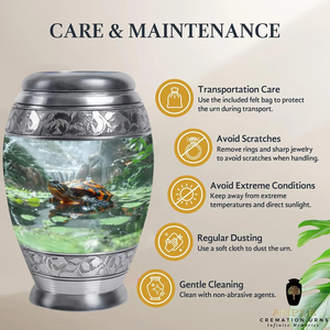 Elegante urna de cremación de aluminio recubierta de Meena, tamaño grande y de recuerdo, urnas de cremación de tortuga - Product Image 5