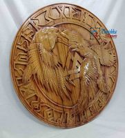 Objets de collection : Corbeau Viking de 23 pouces, authentique, usé par la bataille, en bois, fait main, poli, avec motif d'aigle, pour décoration intérieure
