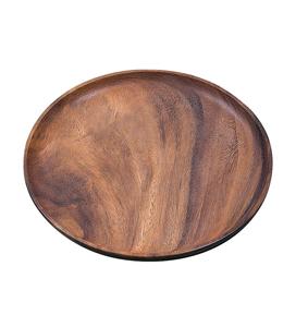 Assiette de présentation en bois massif nature en gros plateau de service de fruits rond en bois d'acacia - Product Image 3