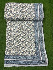Indian Jaipuri Block Print Reversible Razai <b>Quilt</b> Organic Cotton Handmade Modern <b>Floral</b> Design Washable Eco-Friendly All-Season - Product Image 5