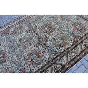Alfombra turca Vintage de área grande de 6,7x9,7 pies, Material de lana marrón Beige clásico, retales rectangulares de látex para pasillo de dormitorio - Product Image 5