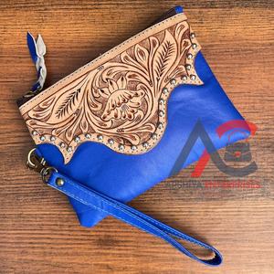 Bolso de mano de cuero hecho a mano para mujer con estilo, bolso de mano con cremallera de gran capacidad, monedero de diseñador de cuero genuino Premium - Product Image 1