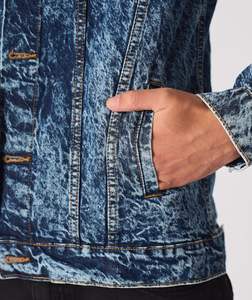 Veste en jean pour homme respirante de haute qualité à la vente chaude Col montant Mode de rue d'hiver avec logo frontal - Product Image 4