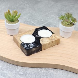 Candelabro Artesanal de Resina y Madera, Forma Personalizada Minimalista, Decoración de Interiores para el Hogar, Mesa, Estante, Boda, Día de San Valentín - Product Image 6