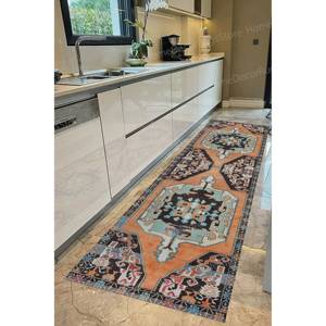 Alfombra con Patrón Kilim Naranja, Alfombra Estampada con Diseños Navajo, Aztecas y Orientales, Alfombra de Terciopelo de Lujo - Product Image 5