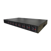 PDU intelligent ATS personnalisé OEM 250V 16A C19 8 ports verrouillable à bouton-poussoir avec double entrée IO, API SNMP HTTP, montage en rack pour salle serveur