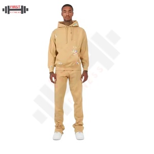 Meilleur prix de gros, vêtements décontractés, survêtement uni pour homme, délavage acide, élastique, dernière mode, sweat-shirt à capuche, pantalon de survêtement - Product Image 2