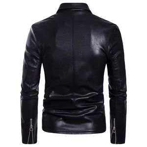 Venta al por mayor de alta calidad casual motociclista negro chaqueta de cuero de la motocicleta más tamaño de los hombres chaquetas de cuero con estilo personalizado chaquetas para los hombres - Product Image 6
