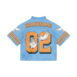 เสื้อฟุตบอลตาข่ายอเมริกันแขนสั้นขนาดใหญ่มีสไตล์ใหม่สำหรับทุกเพศชื่อทีมของคุณและหมายเลขเจอร์ซีย์พิมพ์ซับลิเมชันตามสั่ง - Product Image 4