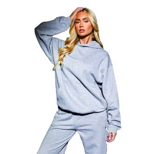 Logo de marque personnalisé 65% coton 35% polyester surdimensionné coupe décontractée gris chiné recharge capuche pour femmes survêtement - Product Image 2