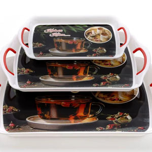 Ensemble de plateaux de service polyvalents de qualité supérieure plateau en plastique léger et durable pour la cuisine, la salle à manger, l'hôtel restaurant, le thé, le café et les collations - Product Image 2