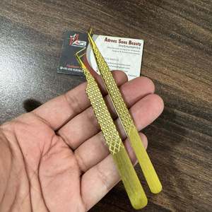 Matte Gold Stainless Steel Lash Extension Tweezer <b>Smooth</b> Curved Precision Durable Beauty <b>Tool</b> Custom Logo Printing OEM Service - Product Image 5