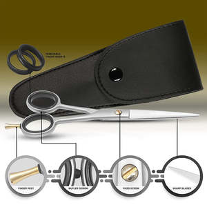 Tijeras de corte de pelo de borde de afeitar de alta calidad Extra afiladas 6,5 ''tijera de salón de peluquería de acero inoxidable alemán con Funda de cuero Pu - Product Image 5