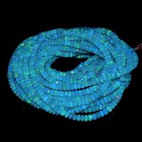 Vente chaude Facettes 4mm Rondelle Pierre Perles Naturel Paraiba Bleu Éthiopien Welo Opale Multi Feu Bleu Plaine Flashy
