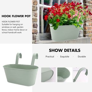 Oval Shape Railing <b>Garden</b> Balcony <b>Planter</b> Pots Metal Bucket Flower Holders for <b>Wall</b> Indoor Outdoor Home Decorative - Product Image 4