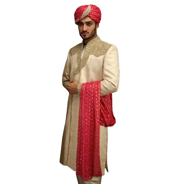 Sherwani gaun pengantin pria gaya Indo Pak dengan bordir cantik untuk pesta/pernikahan, grosir Sherwani, SHerwani harga terbaik