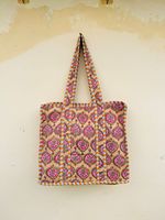 Bolso de Hombro de Algodón Vintage Hecho a Mano en India para Mujer, con Diseño Floral Estampado a Bloque, Acolchado, con Cierre, Personalizable, para Verano