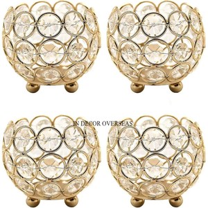 Set Of 4 Wholesale Bulk Selling Clear Crystal Beaded Elegant Look Unique Designer Table Centerpiece <b>Decor</b> Candle Holder & Votive - Product Image 1