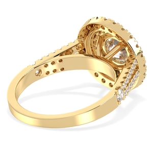Bague de fiançailles halo en or jaune 14K 18K personnalisée REYES avec diamant rond de 2,5 carats pour femme, cadeau de mariage, bijoux fins - Product Image 4