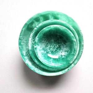 Vajilla de resina acrílica moderna hecha a mano, forma ovalada, comida fría, ensaladera de frutas con patrón de mármol para fiestas - Product Image 2