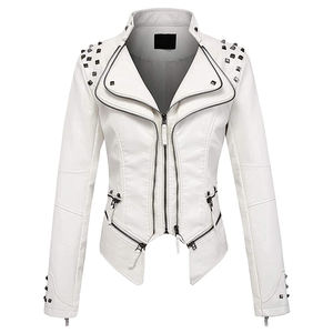 Moda mujer tachonado PU chaqueta de cuero personalizado al aire libre otoño 2025 moda femenina tachonado chaqueta de cuero para mujer - Product Image 1