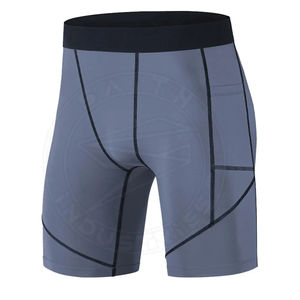 Pantalones cortos de gimnasio de diseño personalizado para hombre, pantalones cortos cómodos informales de lona con patrón sólido de compresión de secado rápido, cierre de cintura elástica, teñido liso - Product Image 1