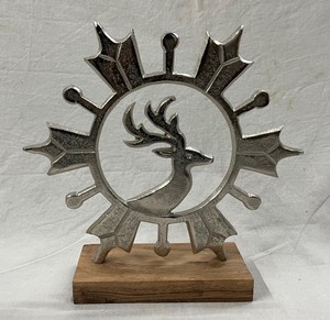 High Quality <b>Christmas</b> Decorations Aluminum <b>Tree</b> Ornaments with <b>Wooden</b> Base Trendy Metal Articles for Festive Decor - Product Image 4