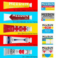 MEEDEN – ensemble de peinture artistique de luxe tout-en-un avec chevalet français, 96 Tubes de peinture, ensembles de pinceaux, toile tendue et panneaux, 147 pièces