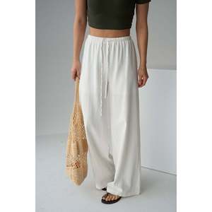 Pantalon en lin blanc cassé léger - Product Image 4