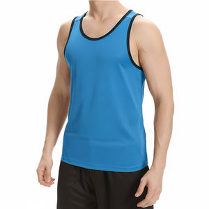 Débardeur Homme Respirant en Maille Côtelée Sans Manches Col Rond Coupe Personnalisée Séchage Rapide Coton Spandex Uni Grande Taille Style Urbain 160g - Product Image 1
