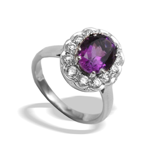 Bague classique en argent sterling 925 avec améthyste naturelle sertie clos pour femme, idéale pour mariage et soirée - Product Image 2