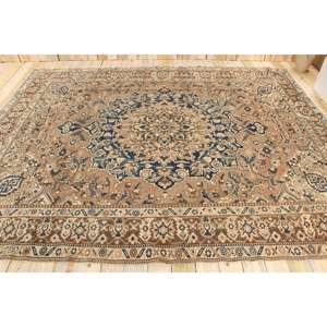 Tapis turc vintage surdimensionné 9,1x11,6 pi (276x353 cm), tapis Ikat marron - Product Image 2