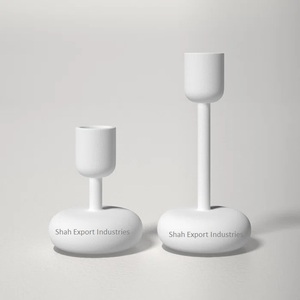 Best Seller Aluminium <b>Taper</b> <b>Candle</b> Holder for Home and Wedding Party Decorative Tabletop White Coated <b>Candle</b> <b>Taper</b> - Product Image 1