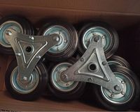 Roues en acier galvanisé 160x40mm, noyau en acier en caoutchouc, roulements à rouleaux, roue d'escalade d'escalier, roues triangulaires multifonctionnelles