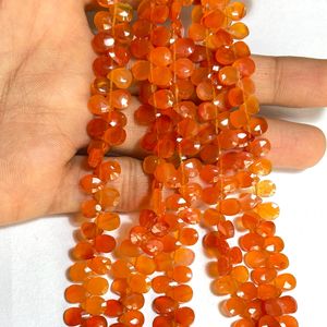 Carnelian Almond Shape Briolette <b>Beads</b> Natural Gemstone Faceted Pear Calibrated <b>Stone</b> <b>Beads</b> From a Trusted Supplier's Shop - Product Image 1