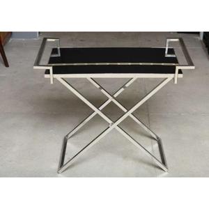 Plateau de service de luxe en métal de qualité supérieure avec support pliable Plateau de service fini argenté poli et enduit de poudre - Product Image 5
