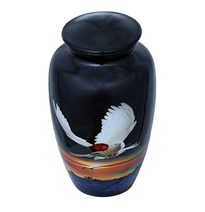 Urna de cremación de aluminio grande de alta calidad con hermoso diseño de pájaro Suministros funerarios clásicos para almacenamiento de cenizas - Product Image 6