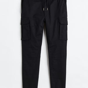 กางเกงวอร์มผู้ชายสีดำผ้าฝ้ายแบบผูกเชือกรัดเอวสวมใส่สบาย - Product Image 6