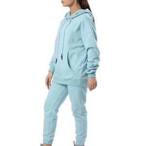 Chándal con logotipo personalizado para mujer, de manga larga Sudadera con capucha, conjunto deportivo elástico de dos piezas, ropa de calle de otoño, chándales para mujer de talla grande - Product Image 3