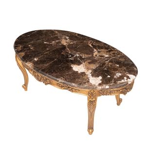 Mesa de Centro de Lujo con Tapa Ovalada de Mármol, Patas Talladas en Oro y Detalles Elegantes de Estilo Victoriano para Salas de Estar de Alta Gama - Product Image 5
