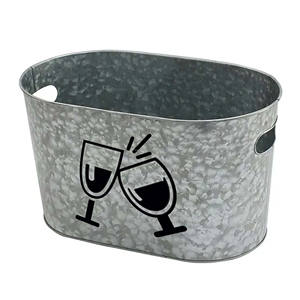 Galvanized Metal Ice Buckets with Customized Logo for Beer <b>Drinking</b> Food Storage Handmade Bucket Custom Rate - Product Image 1