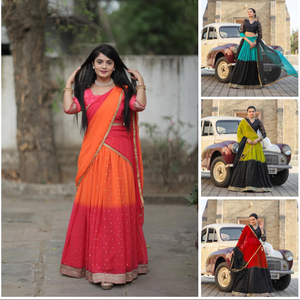 Dernière Georgette douce élégante de couleur rose avec feuille riche Travail Lehenga Choli avec Dupatta pour les fêtes - Product Image 4