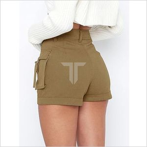 Femmes été décontracté taille haute extensible toile Cargo Jean Shorts séchage rapide respirant Streetwear avec poches - Product Image 4