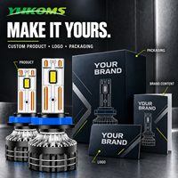 Ampoules de phares LED pour voiture YHKOMS, logo personnalisé d'usine, V22 130W 12200LM, double tube en cuivre, H1 H4 H7 H11 9005 9012, vente en gros