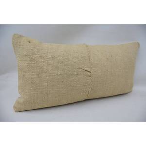 Almohada Kantha de lana beige de 12x24 pulgadas Almohada decorativa tejida bordada vintage - Product Image 2