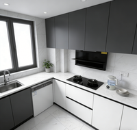 Ensemble complet d'armoires de cuisine en aluminium avec évier, accessoires, charnières, glissières de tiroir pour la maison, la villa, les meubles de cuisine